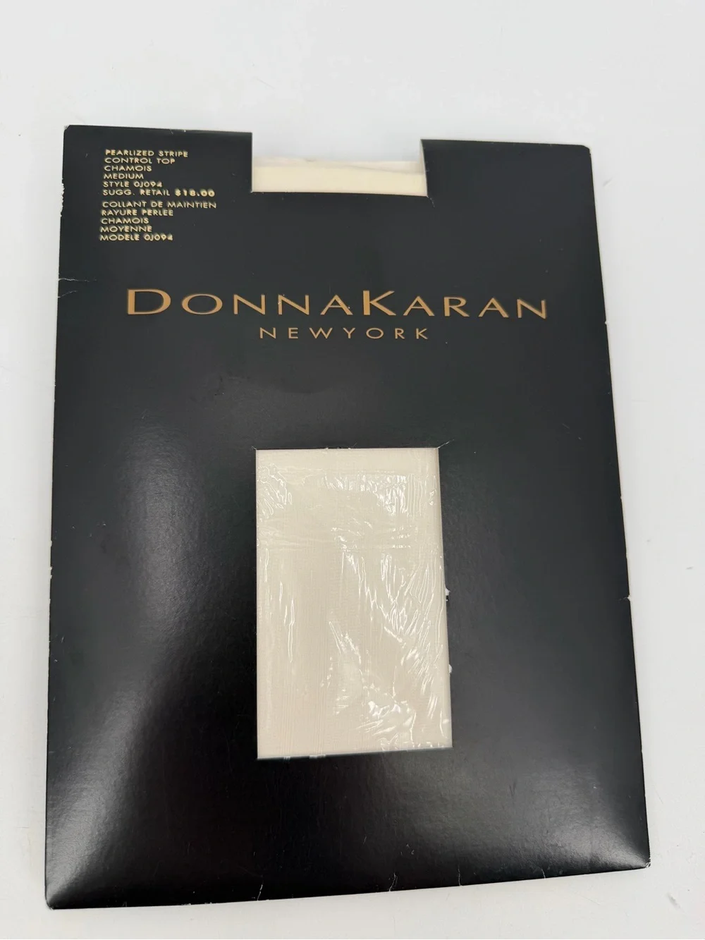 Donna Karan New York Pantyhose Size Medium Pearlized Stripe VTG Chamois OJO94